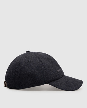 Brunello Cucinelli Синя кепка з вовни з вишивкою логотипа M038P9850