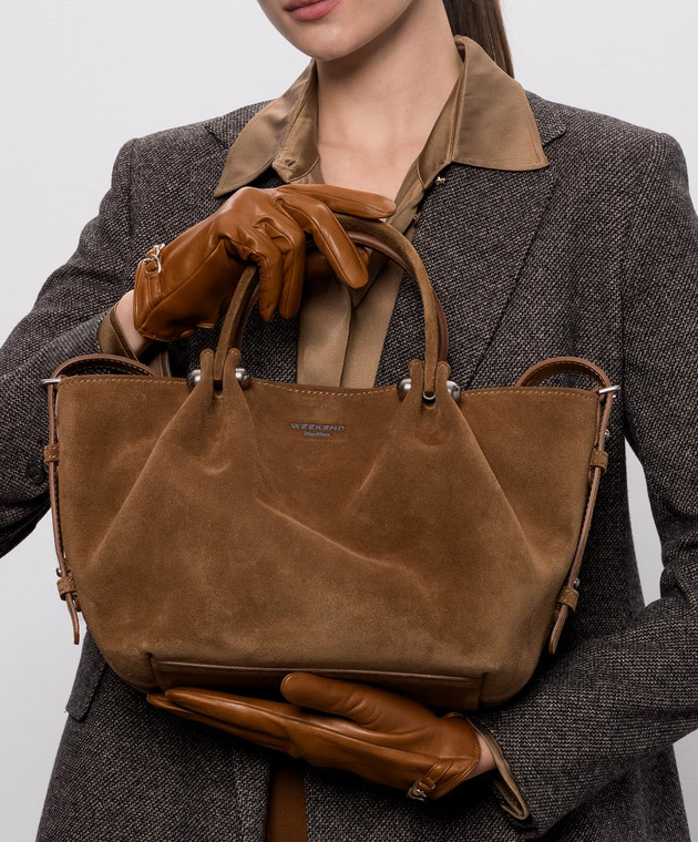 Max Mara Weekend Коричнева замшева сумка-тоут ARIO WKARIO зображення 2
