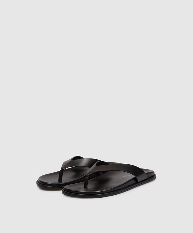 Stuart Weitzman Чорні шкіряні шльопанці MARYKATE SN616 зображення 2