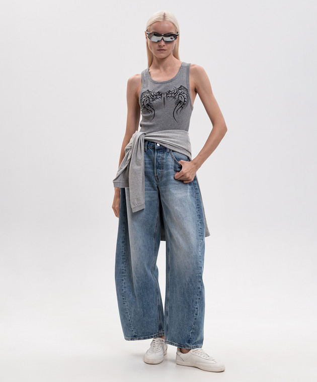 Vetements Серая майка в рубчик с принтом MH27TT215G изображение 2