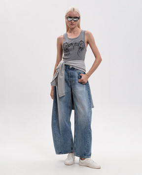 Vetements Серая майка в рубчик с принтом MH27TT215G