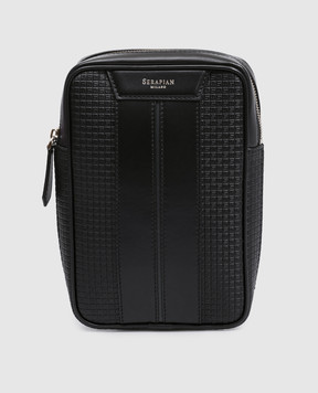 Serapian Черная кожаная сумка-слинг с логотипом SRSTSMML738715ACG2
