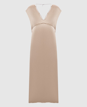 Peserico Бежевое платье миди с цепочкой E02023A01514