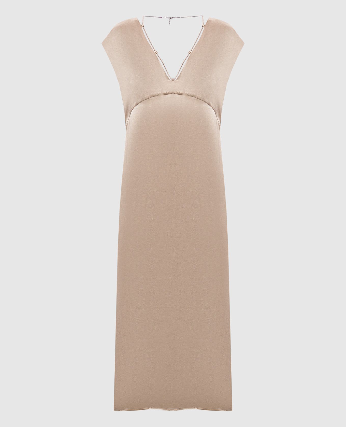 

Бежевое платье миди с цепочкой, Бежевый, Коктейльные платья