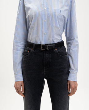 Saint Laurent Черный кожаный ремень Cassandre 634437BOO0E