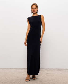 Peserico Темно-синее платье с цепочкой мониль E02822J005031
