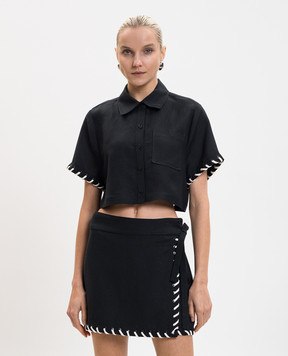 Simkhai Чорна укорочена сорочка з льоном 1262285SW