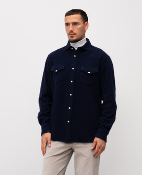 Brunello Cucinelli Синя сорочка з кашеміром MM840KC01