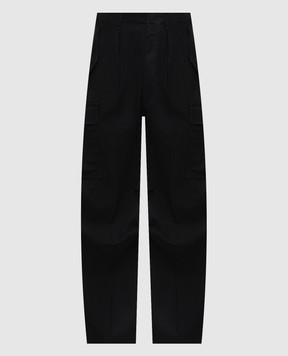 Tom Ford Черные брюки карго из шерсти, кашемира и шелка SCC004FMW084