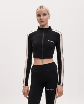 Palm Angels Чорний спортивний кроп-топ на блискавці PWVB001S26FAB001