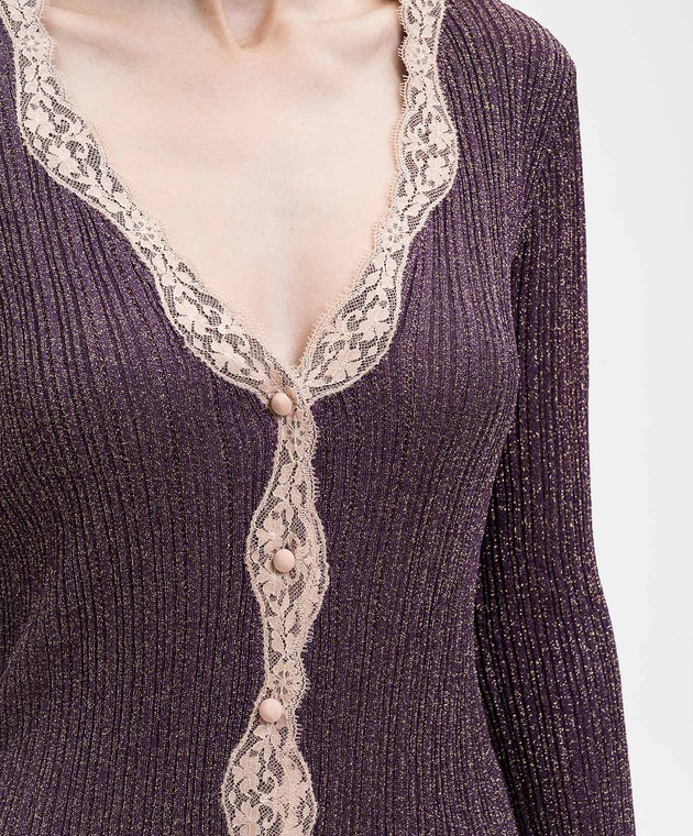 Valentino Фіолетовий кардиган з люрексом та мереживом 8B0KA15KA8T зображення 5