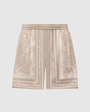 Balmain Бежевые шорты Foulard HH1PA145VJ07