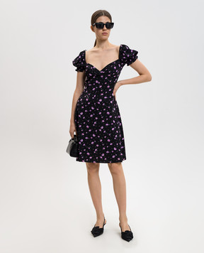 Dolce&Gabbana Черное платье с шелком в цветочный принт F60GOTFSA8M