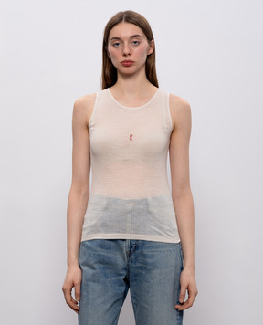 Saint Laurent Бежевый топ из шерсти Cassandre 752721YBMV2