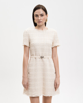 Versace Бежевое твидовое платье в клетку 10226181A16514