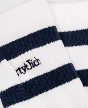 Sporty & Rich Дитячі шкарпетки білі Serif з вишивкою логотипа AC102712300WH88