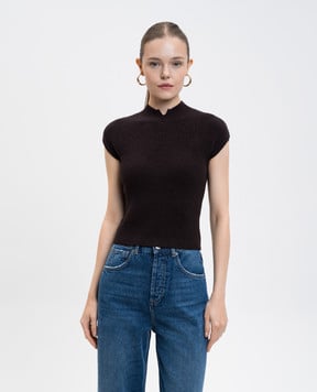 Twinset Коричневий топ з логотипом 252TT3550