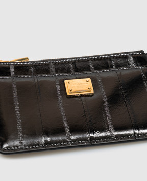 Dolce&Gabbana Черный кожаный картхолдер с пластиной логотипа BI1261A8B08