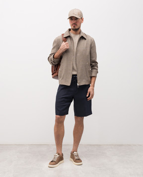 Brett Johnson Бежевая футболка с льна и шелка в узор SS26K79LPSISAN