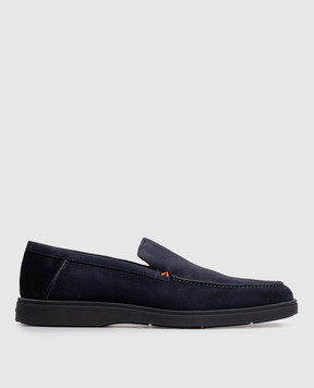 Santoni Синие замшевые лоферы с фактурным логотипом MGDG17824OOTKSVU