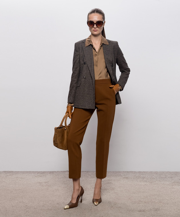 Max Mara Коричневые брюки ACINO из шерсти MXMACINO изображение 2