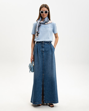 Dolce&Gabbana Блакитна футболка з вишивкою логотипа F8V42ZGDDL1