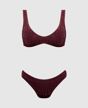 Venuja Бордовый купальник Malibu с кристаллами BI005B