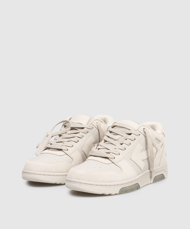Off-White Бежевые кожаные кроссовки Out Of Office OMIA189S26LEA004 изображение 2