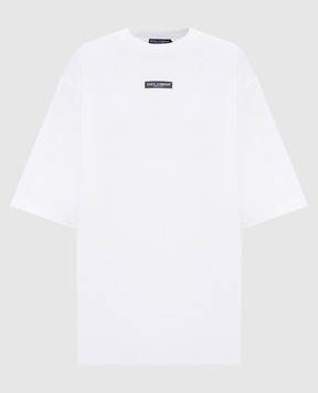 Dolce&Gabbana Біла футболка з нашивкою логотипа F8V78THU7MA