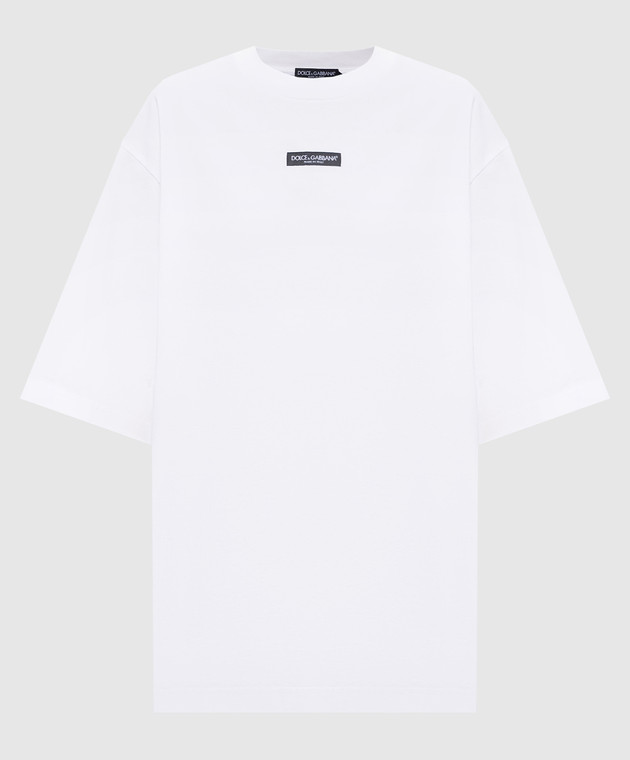 Dolce&Gabbana Белая футболка с нашивкой логотипа F8V78THU7MA
