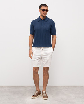 Canali Синее поло в узор MK02463C1177