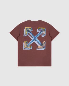 Off-White Детская бордовая футболка Art Quote 44BAA002F26J00B