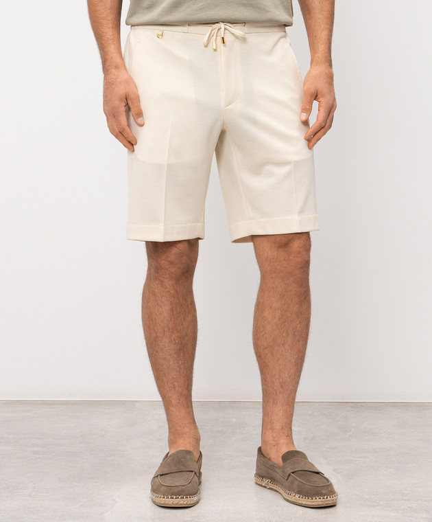 Stefano Ricci Шорты цвета айвори из шерсти и шелка M1T6100332CM10HA изображение 3