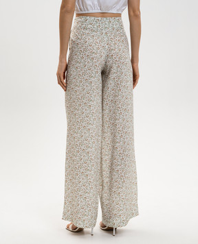 Ermanno Scervino Білі штани із шовку в квітковий принт D482P374XWE