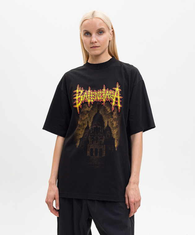 Balenciaga Чорна футболка Sacré Cœur 764235TUVE4 зображення 3