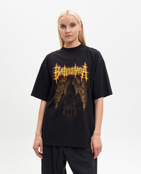 Balenciaga Чорна футболка Sacré Cœur 764235TUVE4