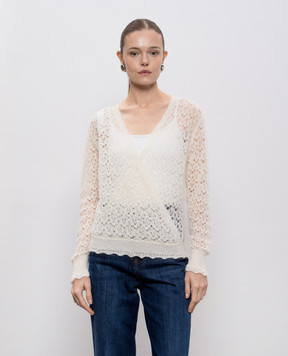 Twinset Білий ажурний светр з вовною 252TT3200