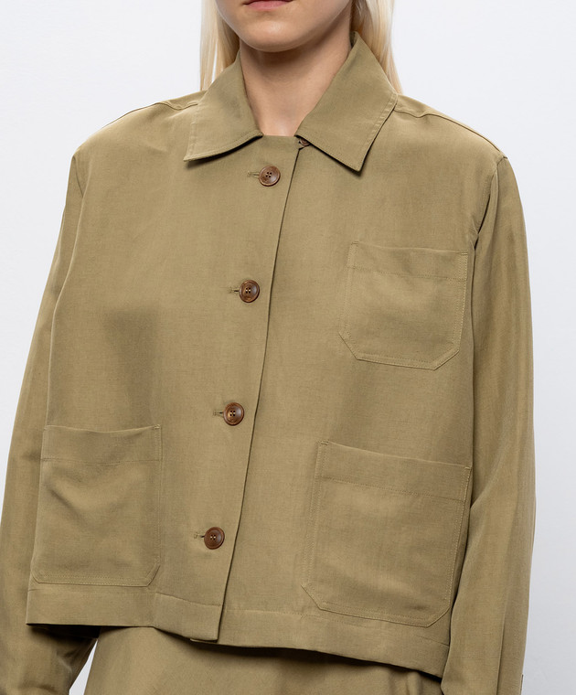 Max Mara Сорочка PALLORE з льону та шовку кольору хакі MXMPALLORE зображення 5