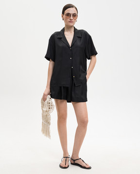 Asceno Чорна блуза Prague із шовку T022F03C01