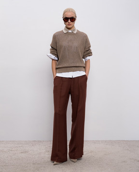 Brunello Cucinelli Коричневый джемпер с люрексом MST263300