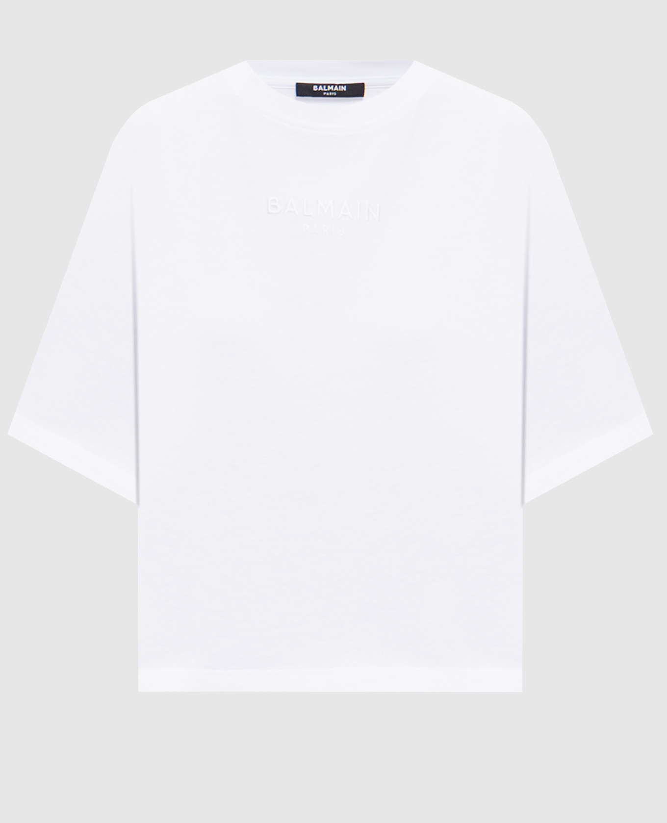 Белая укороченная футболка с вышивкой логотипа