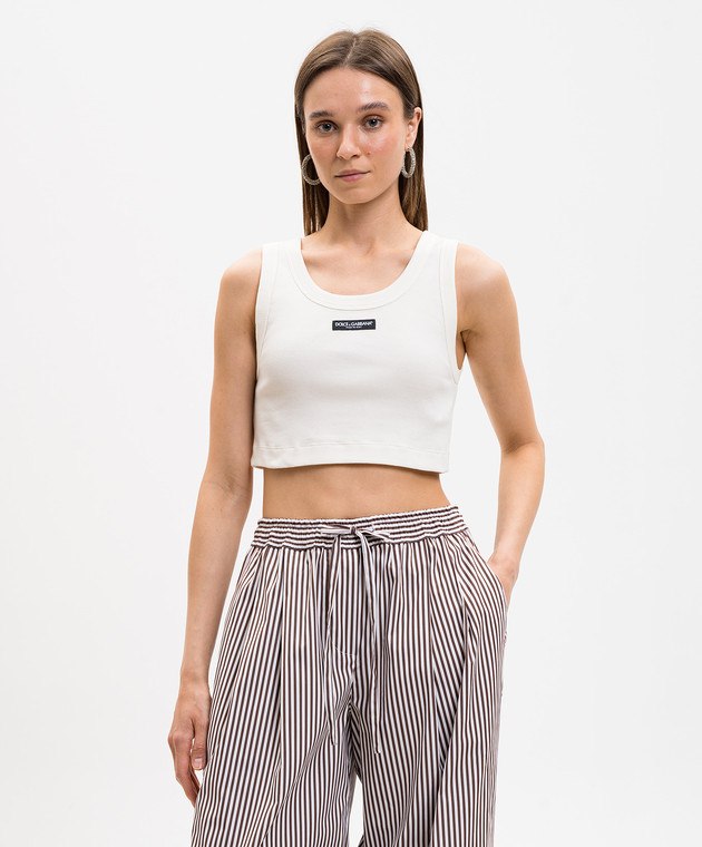 Dolce&Gabbana Топ кольору айворі в рубчик F8W40TFU7AV зображення 3