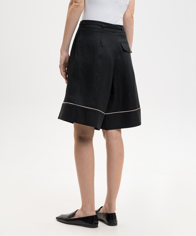 Agnona Чорні бермуди з льону T81102YU3034 зображення 4