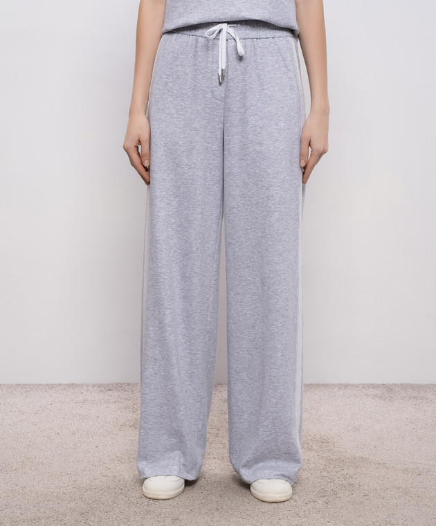 Peserico Сірі меланжеві спортивні штани з лампасами P04241J005667 зображення 3