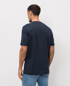 Stefano Ricci Синяя футболка из льна K919071G10T26205