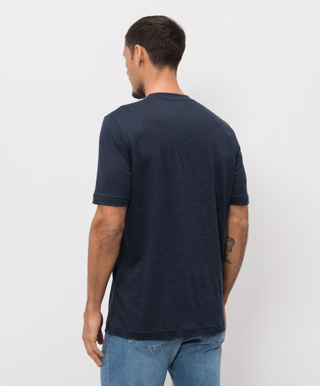 Stefano Ricci Синя футболка з льону K919071G10T26205 зображення 3