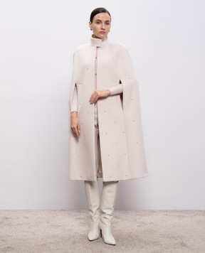 Peserico Бежевый кейп из шерсти и кашемира с кристаллами E2206400R203194