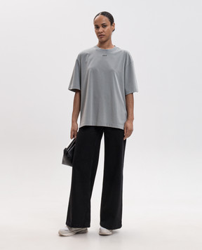 Off-White Сіра футболка з принтом Flower 2FA00646T