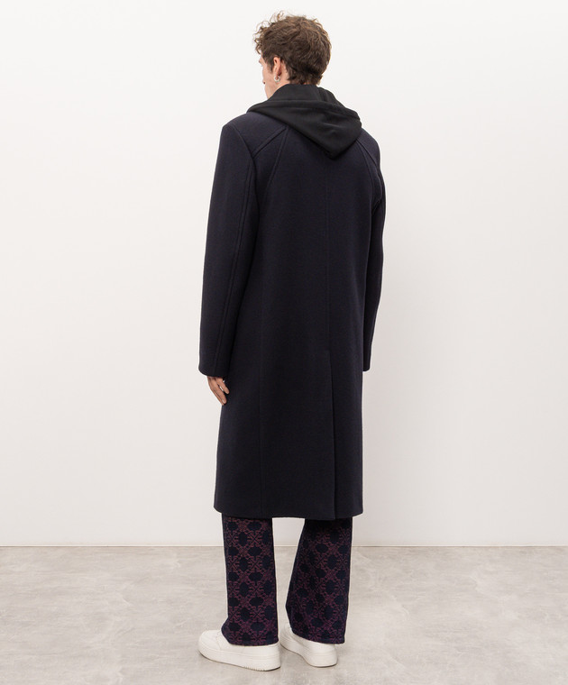 Off-White Голубое двубортное пальто с шерстью 44MER09UF26F001 изображение 4