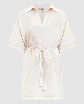 Twinset Белое платье с леном с вышивкой 261LM2MCC